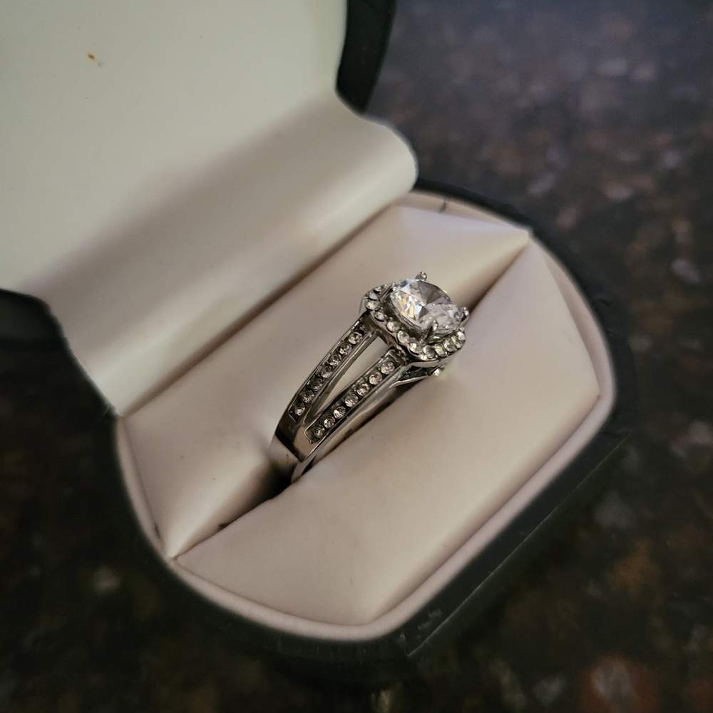 Halo CZ Wedding Rings - Picture 4 of 6